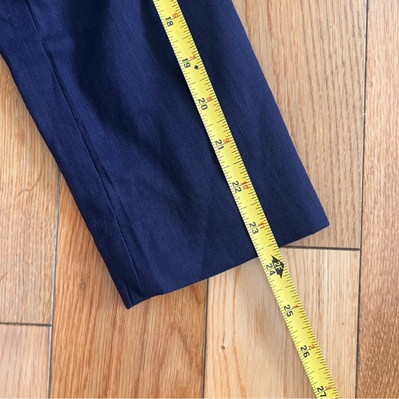 House Of Harlow Cropped Linen Blend Navy Blue Double Breasted Blazer Size Medium - Picture 4 of 8